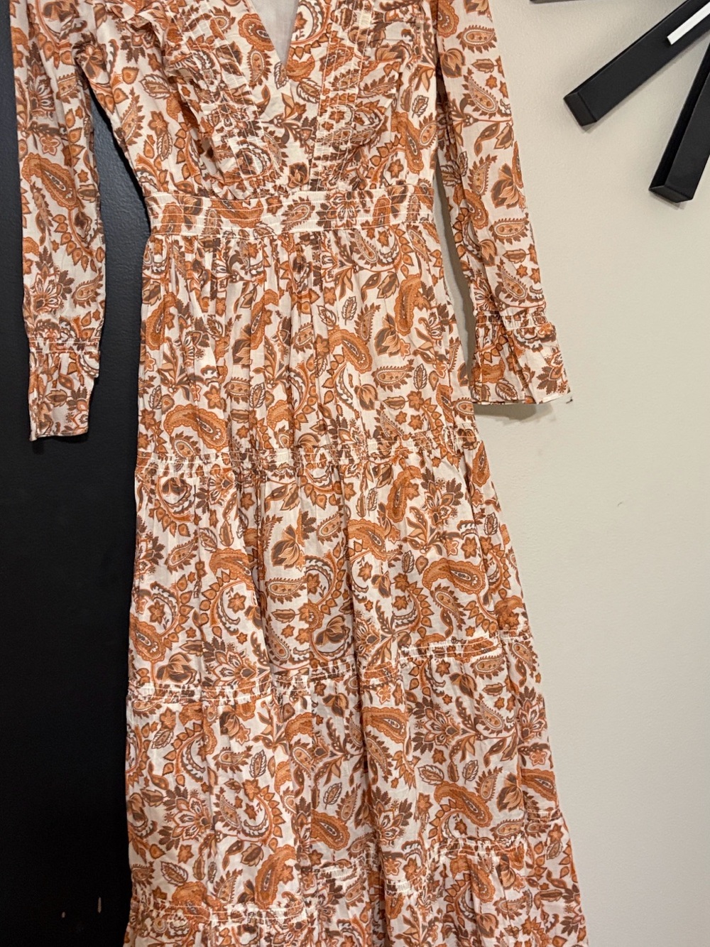 Maje szEuro 34 (us sz 4) Bohemian Paisley Orange & White Maxi Dress - Picture 2 of 14